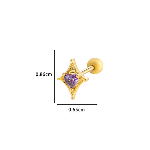 Wholesale Metal Flower Star Inlaid Zircon Earrings With Electroplating For Women