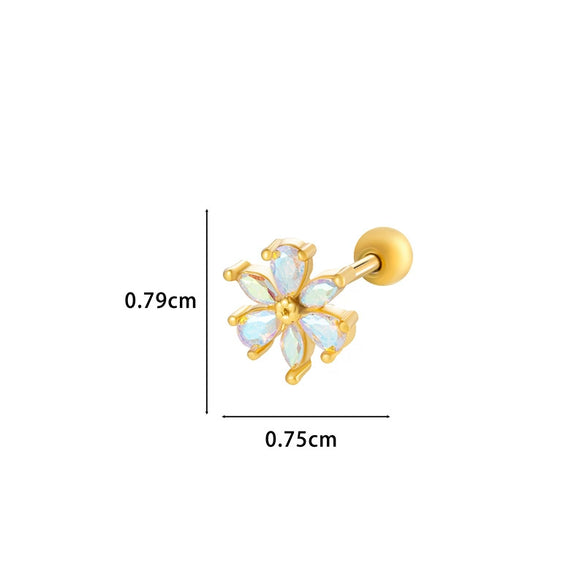Wholesale Metal Flower Star Inlaid Zircon Earrings With Electroplating For Women