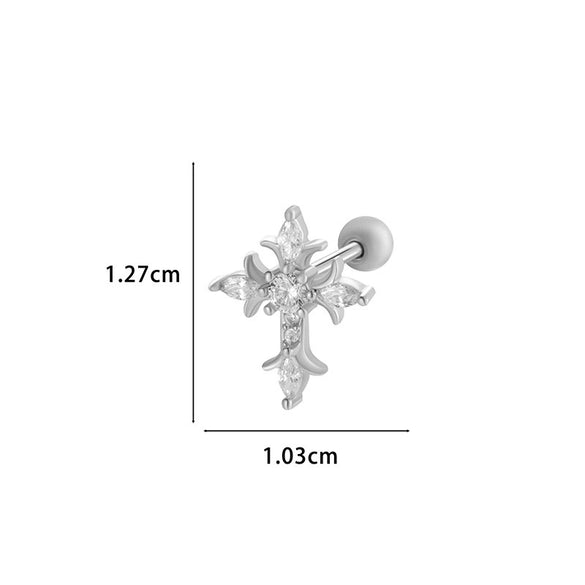 Wholesale Metal Flower Star Inlaid Zircon Earrings With Electroplating For Women