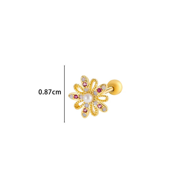 Wholesale Metal Flower Star Inlaid Zircon Earrings With Electroplating For Women