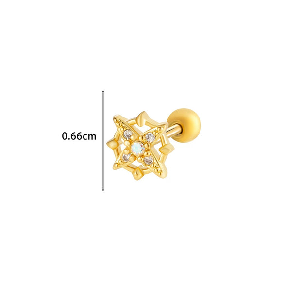 Wholesale Metal Flower Star Inlaid Zircon Earrings With Electroplating For Women