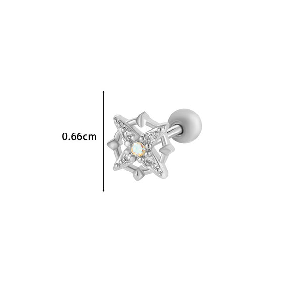 Wholesale Metal Flower Star Inlaid Zircon Earrings With Electroplating For Women