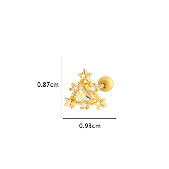 Wholesale Metal Flower Star Inlaid Zircon Earrings With Electroplating For Women