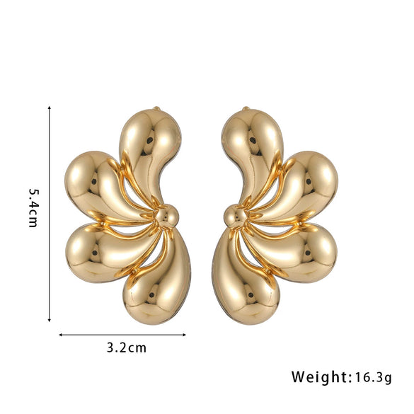 Wholesale Metal Flower Water Drop Earrings Gold Plated For Women