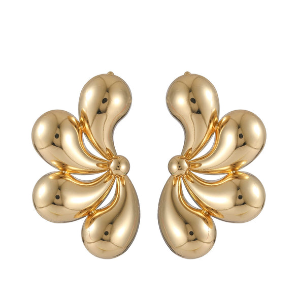Wholesale Metal Flower Water Drop Earrings Gold Plated For Women