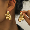 Wholesale Metal Flower Water Drop Earrings Gold Plated For Women