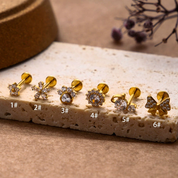 Wholesale Metal Flowers Electroplating Fashion Women's Puncture Earrings