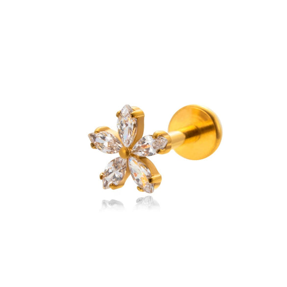 Wholesale Metal Flowers Electroplating Fashion Women's Puncture Earrings
