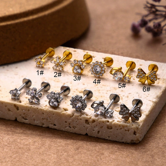 Wholesale Metal Flowers Electroplating Fashion Women's Puncture Earrings