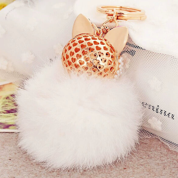 Wholesale Metal Fox Head Rhinestone Keychain For Women's Bags