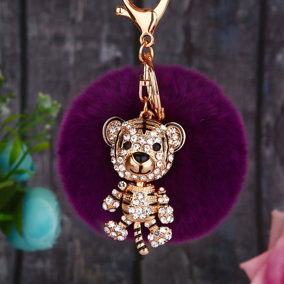 Wholesale Metal Fox Head Rhinestone Keychain For Women's Bags