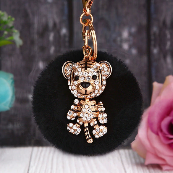 Wholesale Metal Fox Head Rhinestone Keychain For Women's Bags