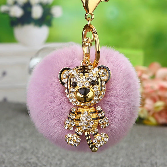 Wholesale Metal Fox Head Rhinestone Keychain For Women's Bags