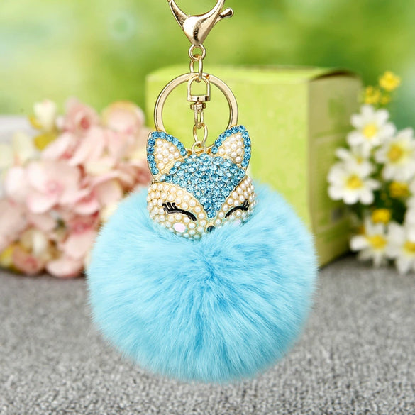 Wholesale Metal Fox Head Rhinestone Keychain For Women's Bags