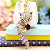 Wholesale Metal Fox Key Chain And Bag Pendant With Rhinestones Creative Design For Women