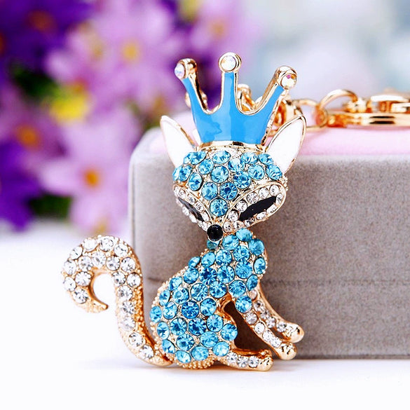Wholesale Metal Fox Key Chain And Bag Pendant With Rhinestones Creative Design For Women