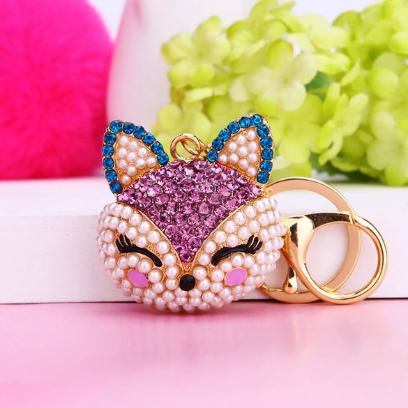 Wholesale Metal Fox Key Chain And Bag Pendant With Rhinestones Creative Design For Women