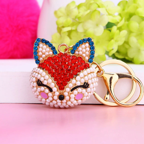 Wholesale Metal Fox Key Chain And Bag Pendant With Rhinestones Creative Design For Women
