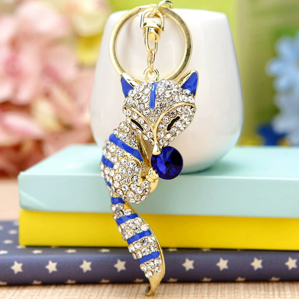 Wholesale Metal Fox Key Chain And Bag Pendant With Rhinestones Creative Design For Women