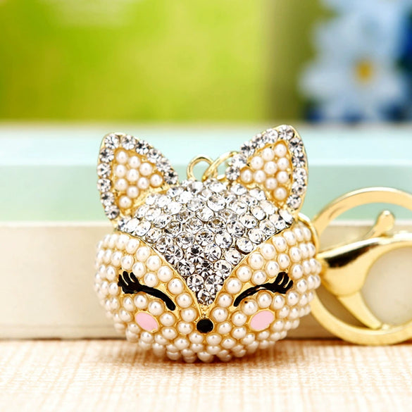 Wholesale Metal Fox Key Chain And Bag Pendant With Rhinestones Creative Design For Women