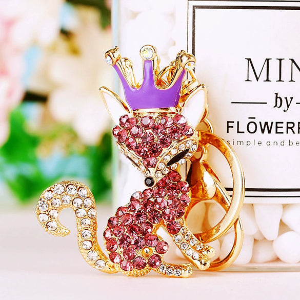 Wholesale Metal Fox Key Chain And Bag Pendant With Rhinestones Creative Design For Women