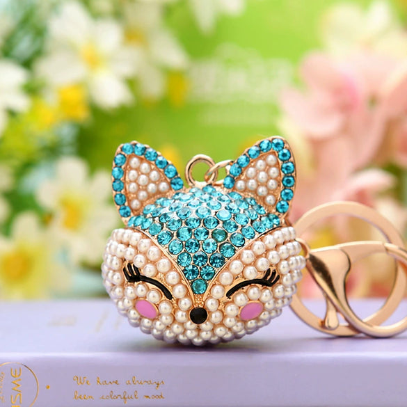 Wholesale Metal Fox Key Chain And Bag Pendant With Rhinestones Creative Design For Women