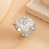 Wholesale Metal Geometric Asymmetrical Hammered Pleated Open Ring Electroplated For Women