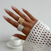 Wholesale Metal Geometric Asymmetrical Hammered Pleated Open Ring Electroplated For Women