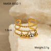 Wholesale Metal Geometric Ball Staggered Ring For Women Light Luxury Style Electroplated