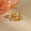 Wholesale Metal Geometric Ball Staggered Ring For Women Light Luxury Style Electroplated