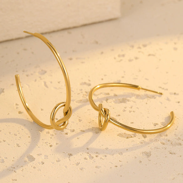 Wholesale Metal Geometric Cring Earrings Stainless Steel Electroplating For Women Retro Style