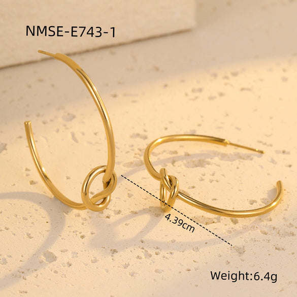 Wholesale Metal Geometric Cring Earrings Stainless Steel Electroplating For Women Retro Style