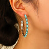 Wholesale Metal Geometric Cshaped Turquoise Earrings With Electroplating