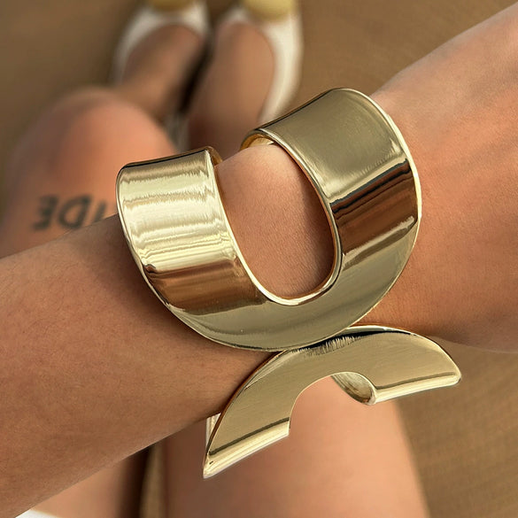 Wholesale Metal Geometric Doublering Opening Bracelet With Electroplating For Women