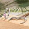 Wholesale Metal Geometric Electroplated Light Pink Zircon Ear Buckle Earrings For Girls