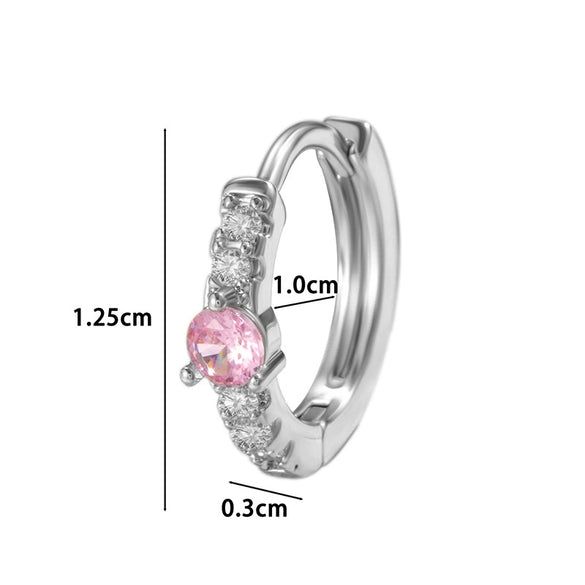 Wholesale Metal Geometric Electroplated Light Pink Zircon Ear Buckle Earrings For Girls