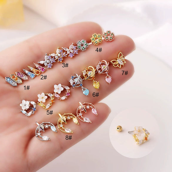 Wholesale Metal Geometric Electroplating Cartilage Ear Nail For Women