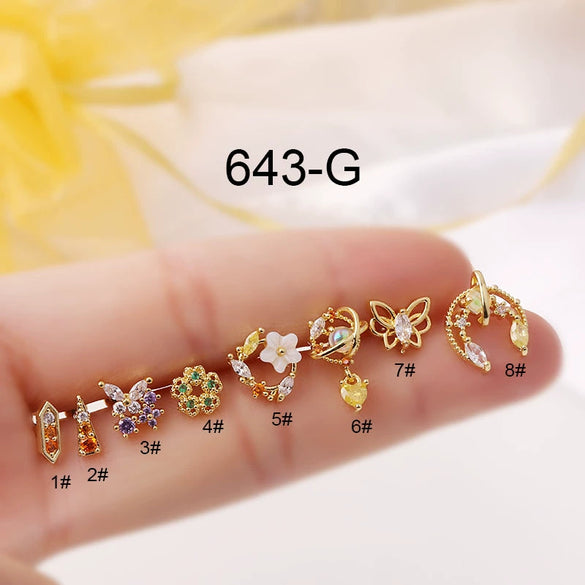 Wholesale Metal Geometric Electroplating Cartilage Ear Nail For Women