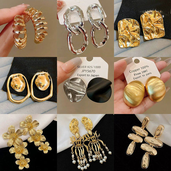 Wholesale Metal Geometric Exaggerated Retro Electroplated Earrings For Women