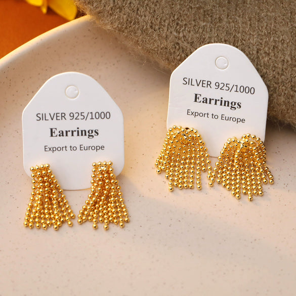 Wholesale Metal Geometric Fireworks Tassel Earrings For Women Copper Electroplated