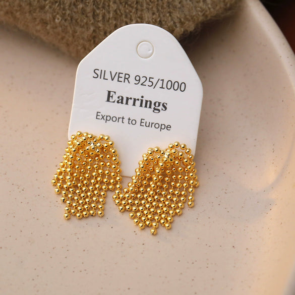 Wholesale Metal Geometric Fireworks Tassel Earrings For Women Copper Electroplated