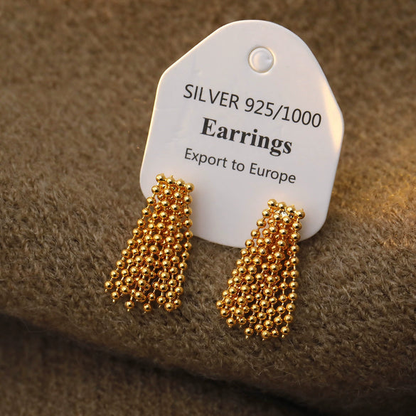 Wholesale Metal Geometric Fireworks Tassel Earrings For Women Copper Electroplated