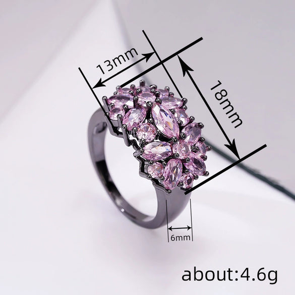 Wholesale Metal Geometric Floral Ring For Women Copper Material With Zirconia Design