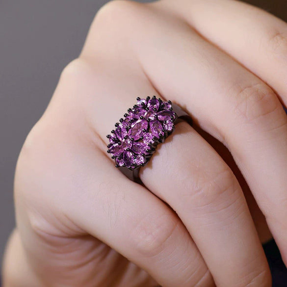 Wholesale Metal Geometric Floral Ring For Women Copper Material With Zirconia Design