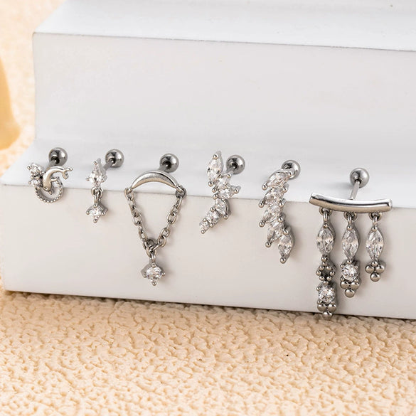 Wholesale Metal Geometric Flower Pendant Earrings With Electroplating For Women