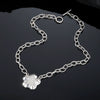Wholesale Metal Geometric Flower Retro Necklace Pendant With Cross Chain For Women Electroplated