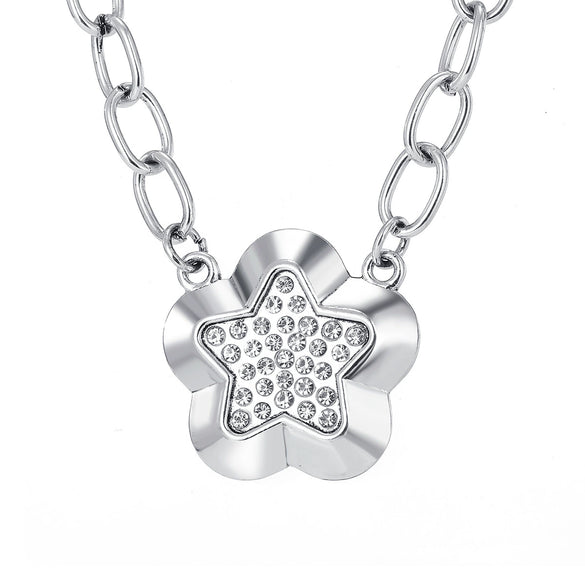 Wholesale Metal Geometric Flower Retro Necklace Pendant With Cross Chain For Women Electroplated