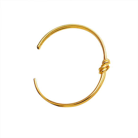 Wholesale Metal Geometric Goldplated Doublelayer Knotted Open Bracelet For Women