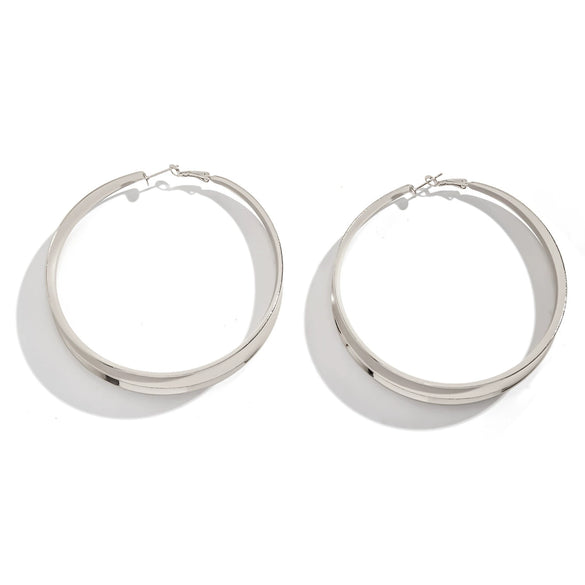 Wholesale Metal Geometric Hollow Electroplated Women's Fashion Big Circle Earrings