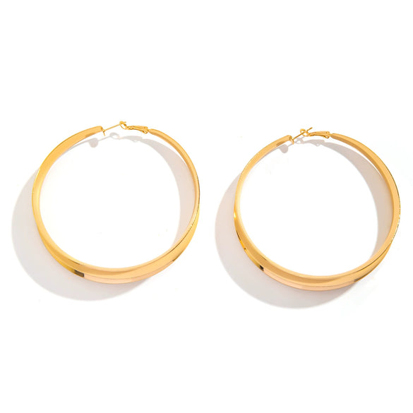 Wholesale Metal Geometric Hollow Exaggerated Women's Earrings With Electroplating